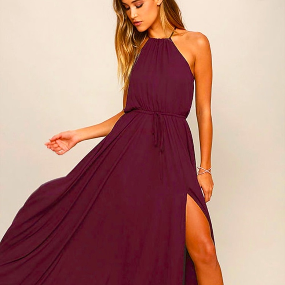 “Essence of Style”Lulus Plum Maxi Wedding Guest/Bridesmaid Dress
